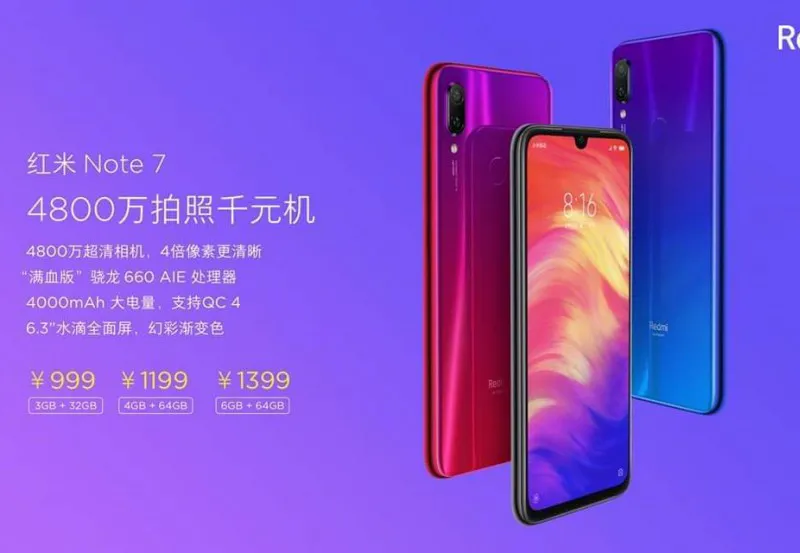Tin chính thức: Redmi Note 7 ra mắt 3 phiên bản với mức giá chỉ từ 999 tệ