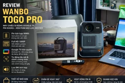 Review Wanbo ToGo Pro Chính Hãng: Máy Chiếu Mini Full HD Google TV Đáng Mua