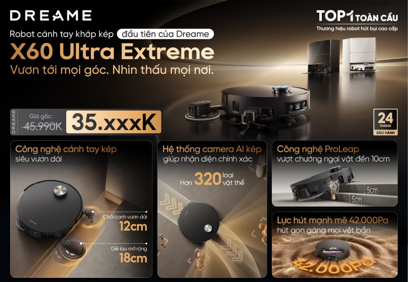 Dreame X60 Ultra Extreme 42.000Pa | Camera AI Kép
