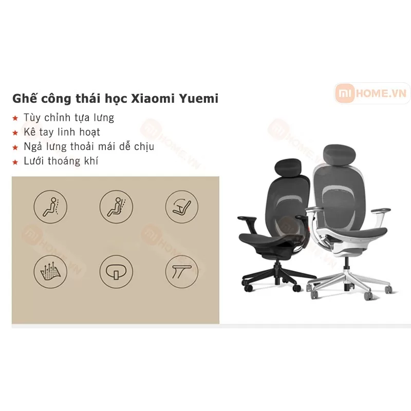 Ghế Công Thái Học Xiaomi Yuemi YM RTGXY01YM Điều Chỉnh Đa Chiều