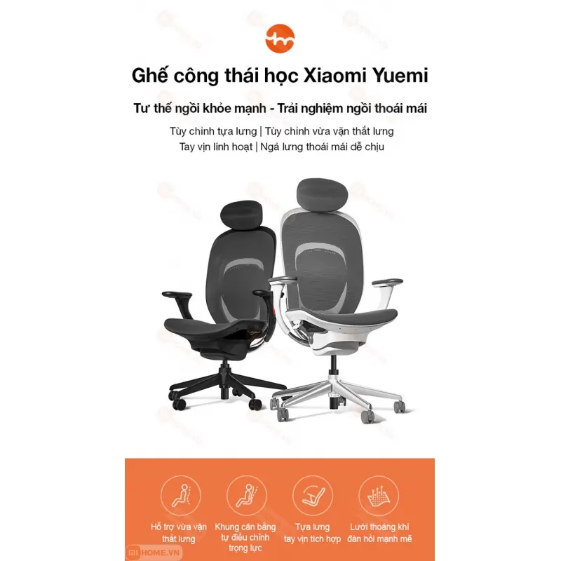 Ghế Công Thái Học Xiaomi Yuemi YM RTGXY01YM Điều Chỉnh Đa Chiều