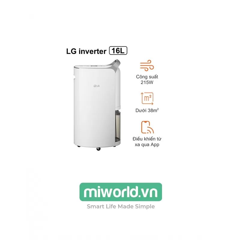 Máy Hút Ẩm LG Dual Inverter 16L Màu Trắng MD16GQSE0.ABAE – Hàng Chính Hãng