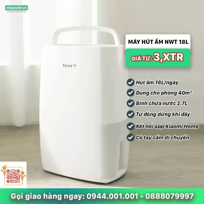 Máy Hút Ẩm Thông Minh NEW WIDETECH NWT 18L