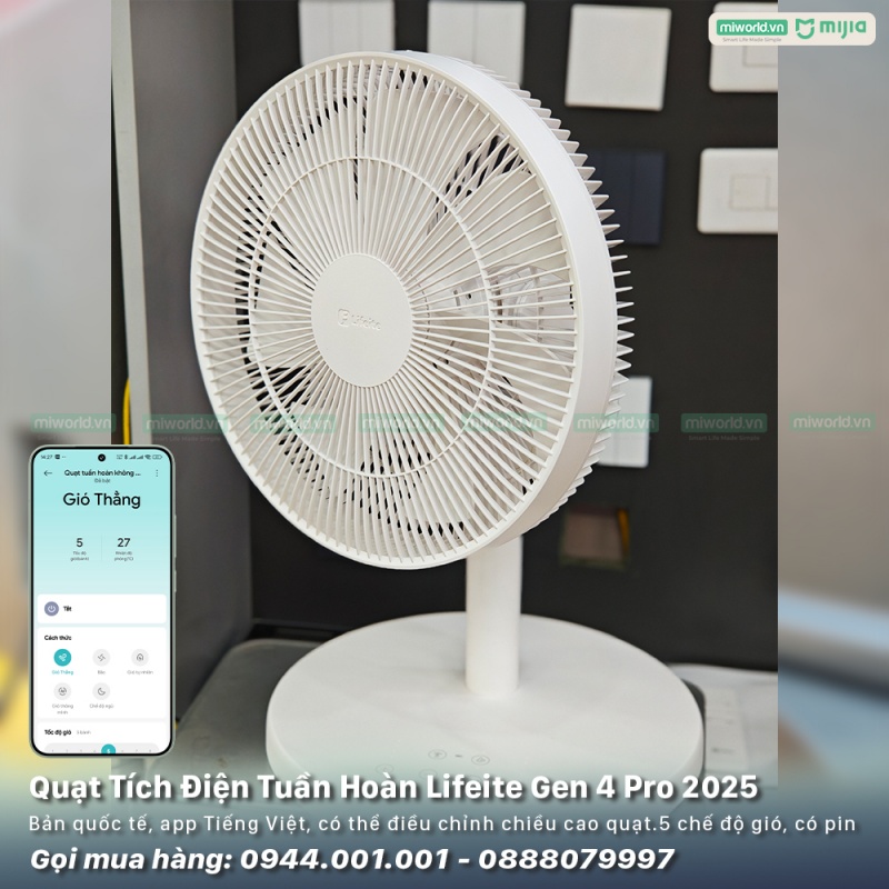 Quạt Tích Điện Tuần Hoàn Xiaomi Lifeite Gen 4 Pro 2025 – Phiên Bản Quốc Tế