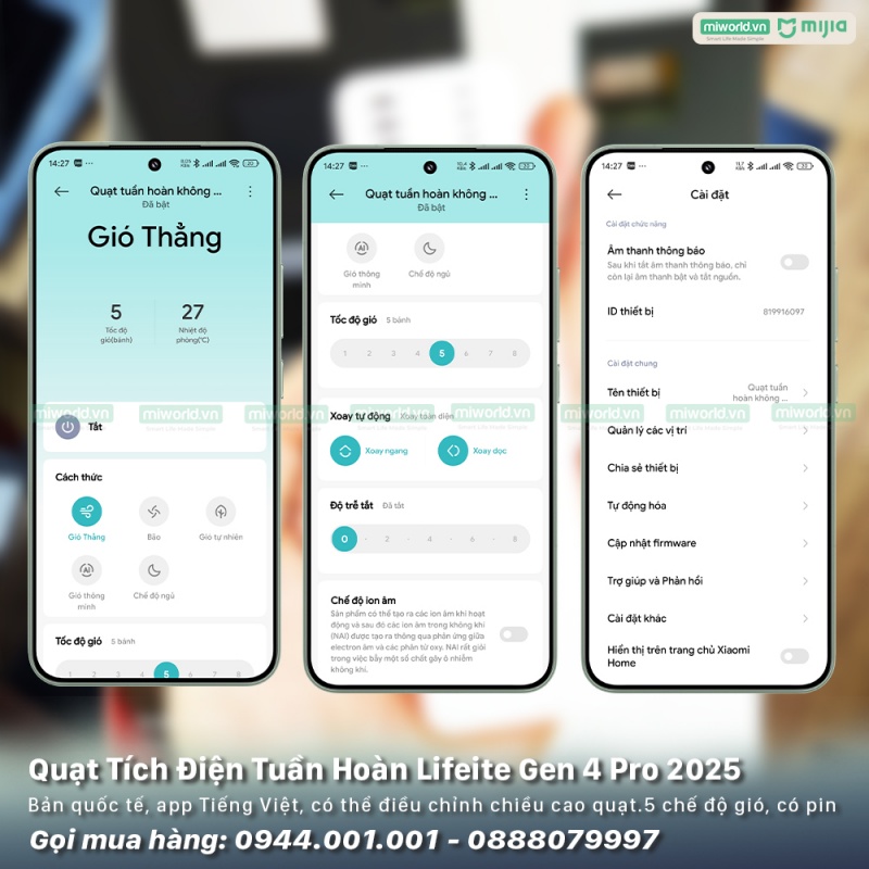Quạt Tích Điện Tuần Hoàn Xiaomi Lifeite Gen 4 Pro 2025 – Phiên Bản Quốc Tế