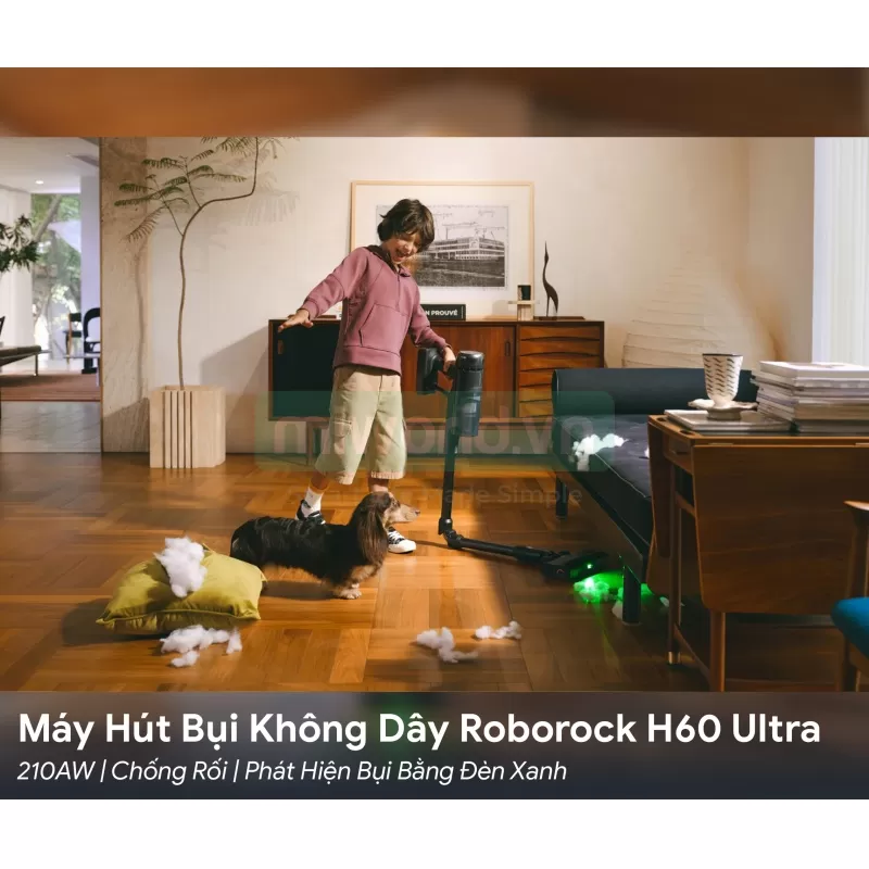 Máy Hút Bụi Không Dây Roborock H60 Ultra 210AW | Chống Rối | Phát Hiện Bụi Bằng Đèn Xanh