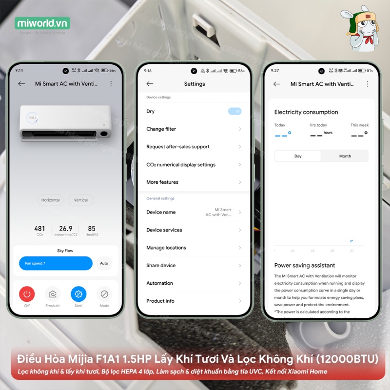 Điều Hòa Mijia Inverter KFR-35GW - F1A1 1.5HP Lấy Khí Tươi Và Lọc Không Khí (12000BTU)