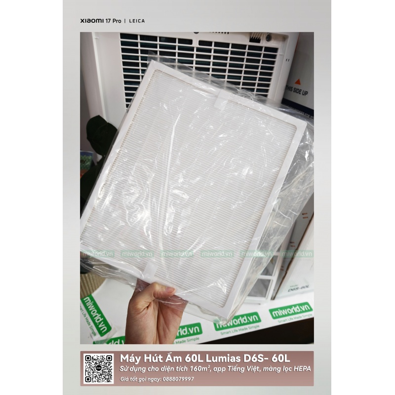 Máy Hút Ẩm 60L Lumias D6S- 60L - 160m²