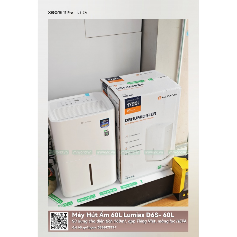 Máy Hút Ẩm 60L Lumias D6S- 60L - 160m²