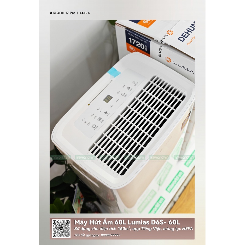 Máy Hút Ẩm 60L Lumias D6S- 60L - 160m²