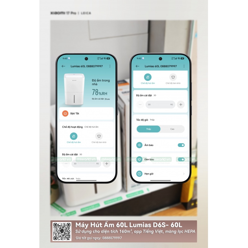 Máy Hút Ẩm 60L Lumias D6S- 60L - 160m²