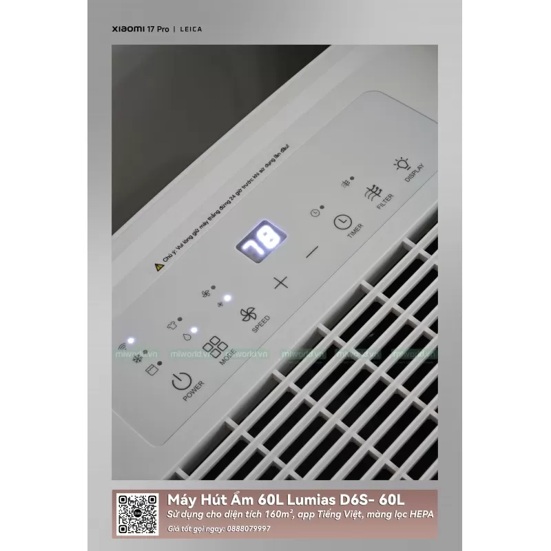 Máy Hút Ẩm 60L Lumias D6S- 60L - 160m²