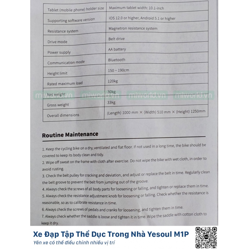 Xe Đạp Tập Thể Dục Trong Nhà Yesoul M1P Bản Quốc Tế Model 2025