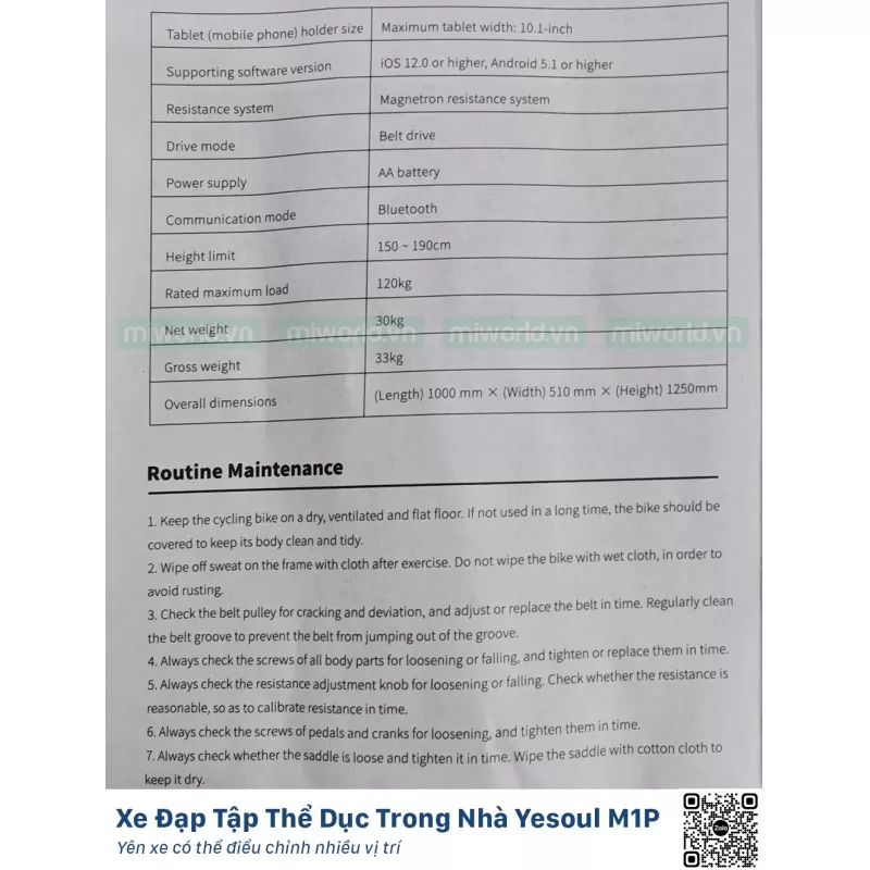 Xe Đạp Tập Thể Dục Trong Nhà Yesoul M1P Bản Quốc Tế Model 2025