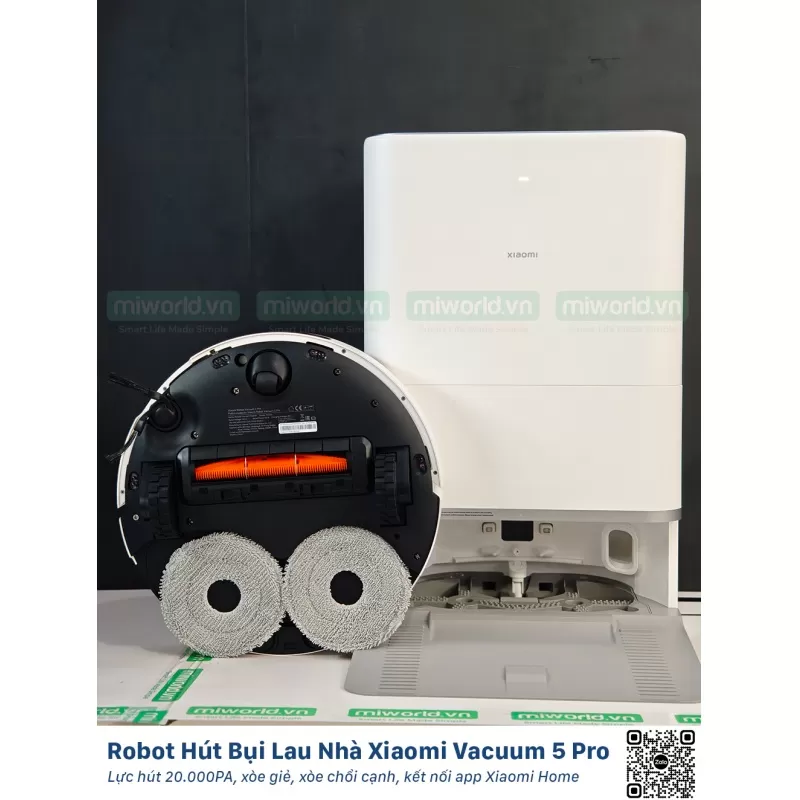 Robot Hút Bụi Lau Nhà Xiaomi Robot Vacuum 5 Pro Bản Quốc Tế - Phân Phối Chính Hãng