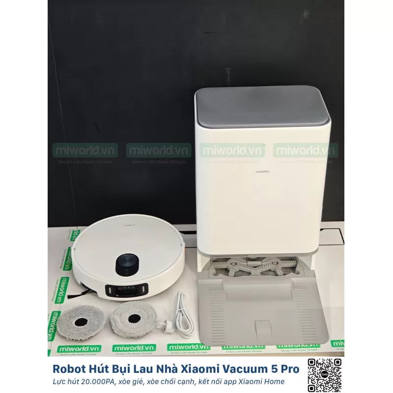 Robot Hút Bụi Lau Nhà Xiaomi Robot Vacuum 5 Pro Bản Quốc Tế - Phân Phối Chính Hãng