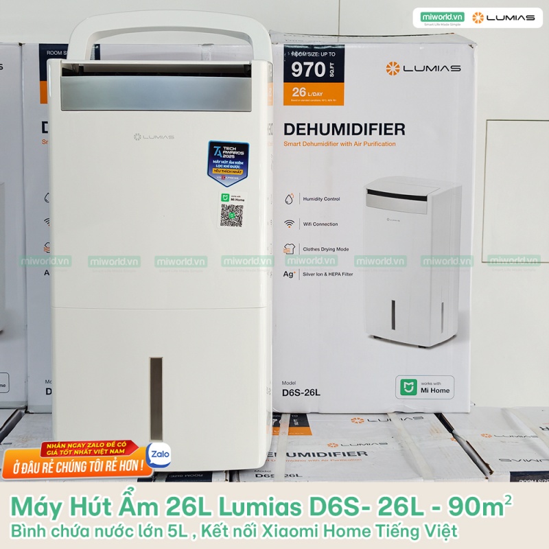 Máy Hút Ẩm 26L Lumias D6S- 26L - 90m²