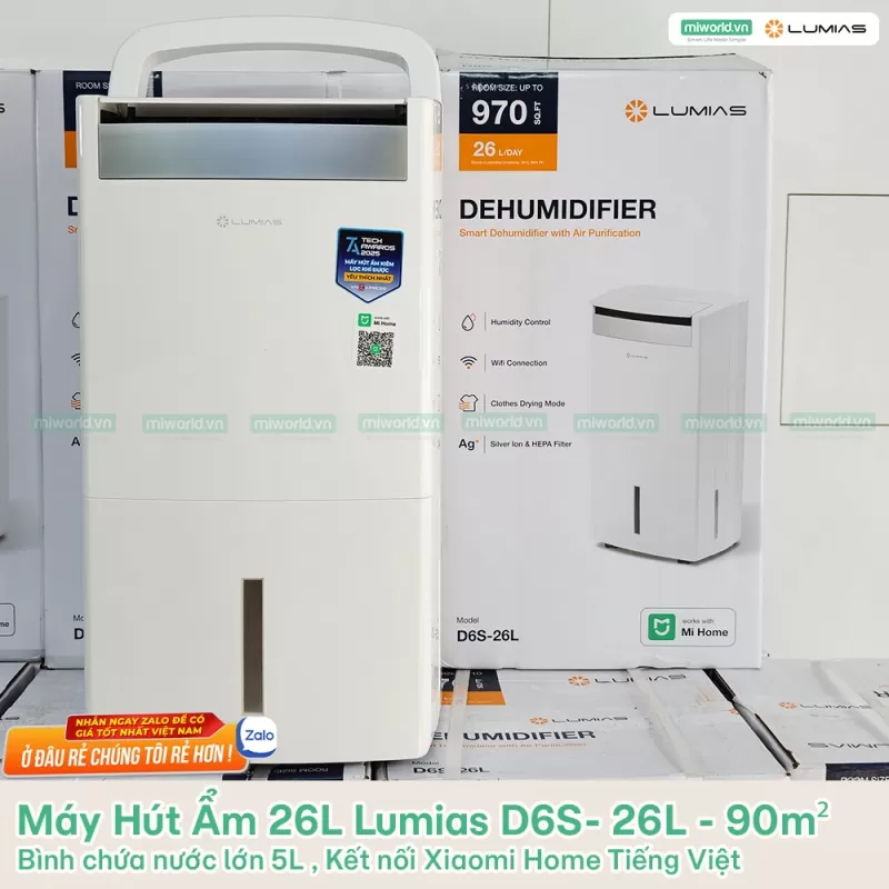 Máy Hút Ẩm 26L Lumias D6S- 26L - 90m²